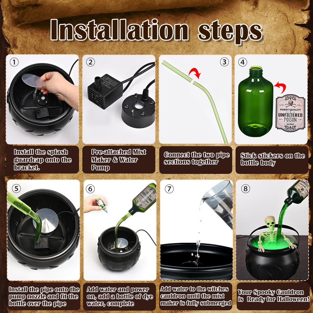 Halloween Floating Potion Cauldron with Mist Maker