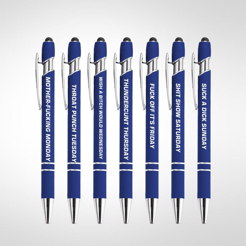 Funny Stress-Relief Daily Quotes Metal Ballpoint Pen Set (7 Pcs) |