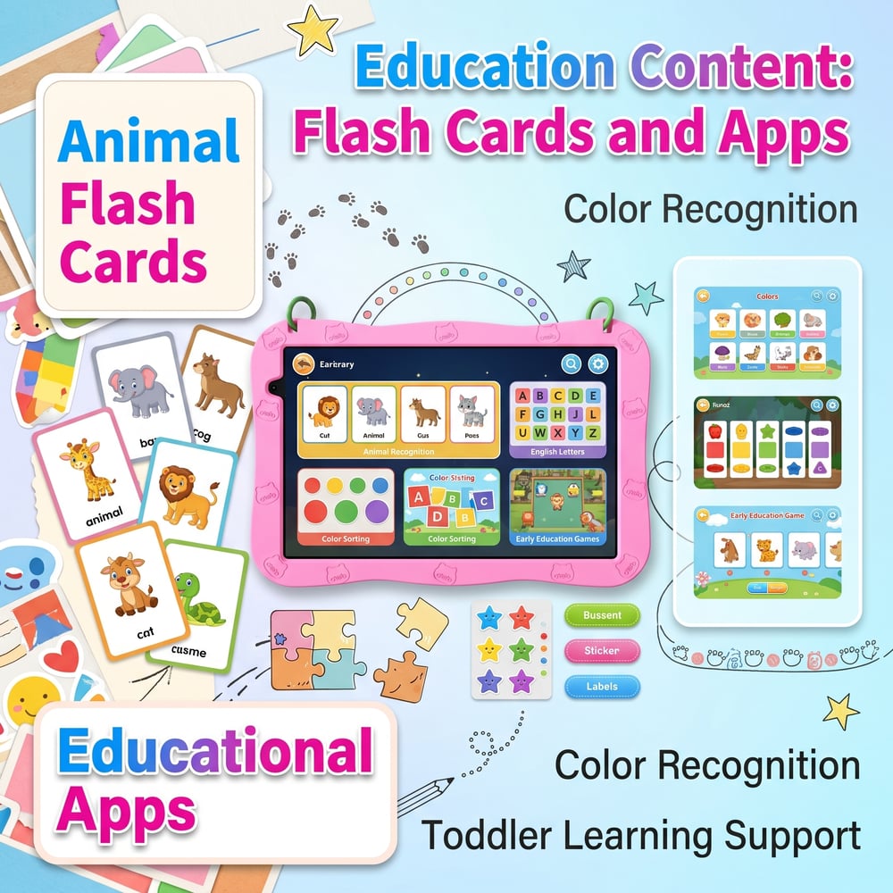 10.1 Inch Kids Tablet Android 15 8GB+32GB 6000mAh Shockproof Silicone Case Educational Tablet for Toddlers 📚