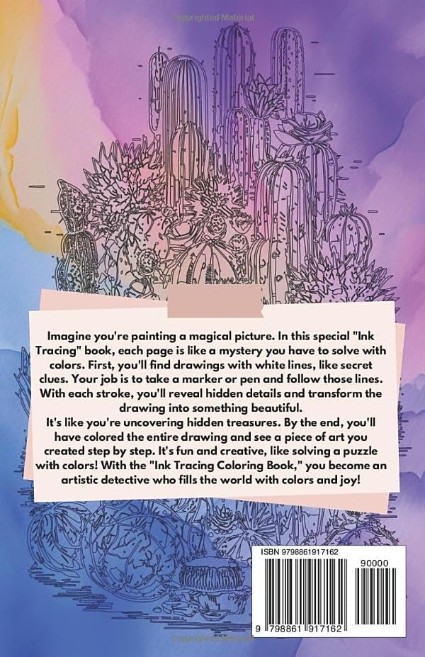 Ink Tracing Coloring Book - For Beginners & Stress Relief(📚Hardcover - No Bleed Pages)