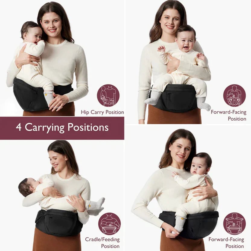 Baby Hip Seat Carrier – Ergonomic 3D Abdominal Support Baby Carrier with 4 Carrying Positions for Parent & Child Comfort