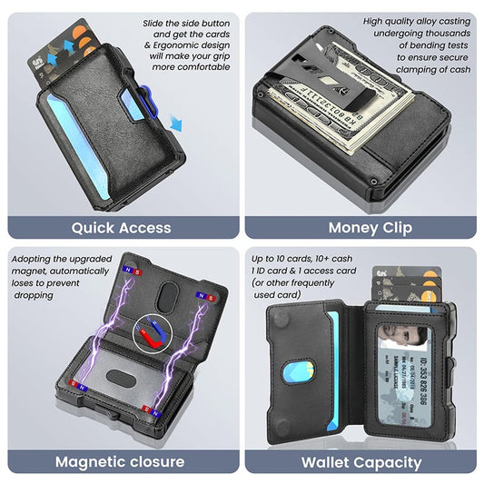 The One-Click Metal & Leather Card Holder