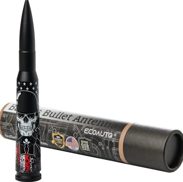50 Cal Badass Bullet Antenna for Ford Dodge GMC Chevy & Jeep 2007+ Stand Out Upgrade Your Truck Antenna Anti-Theft Design Military-Grade