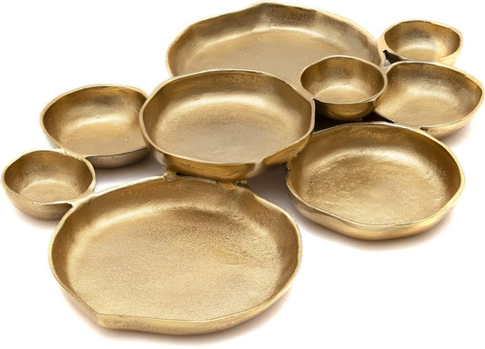 🍽️ Cluster Accent Bowls – Shiny Gold Brass Snack & Appetizer Serving Dish
