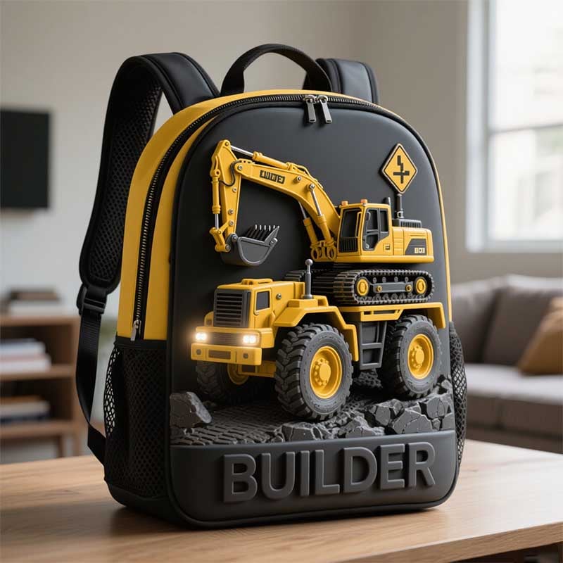 Kids Construction Vehicle-Inspired School Backpack