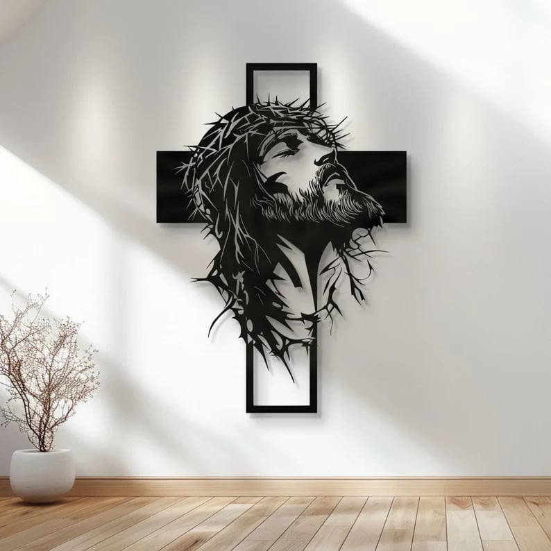 Jesus & Cross Design Wall Art (12 x 9 inches)