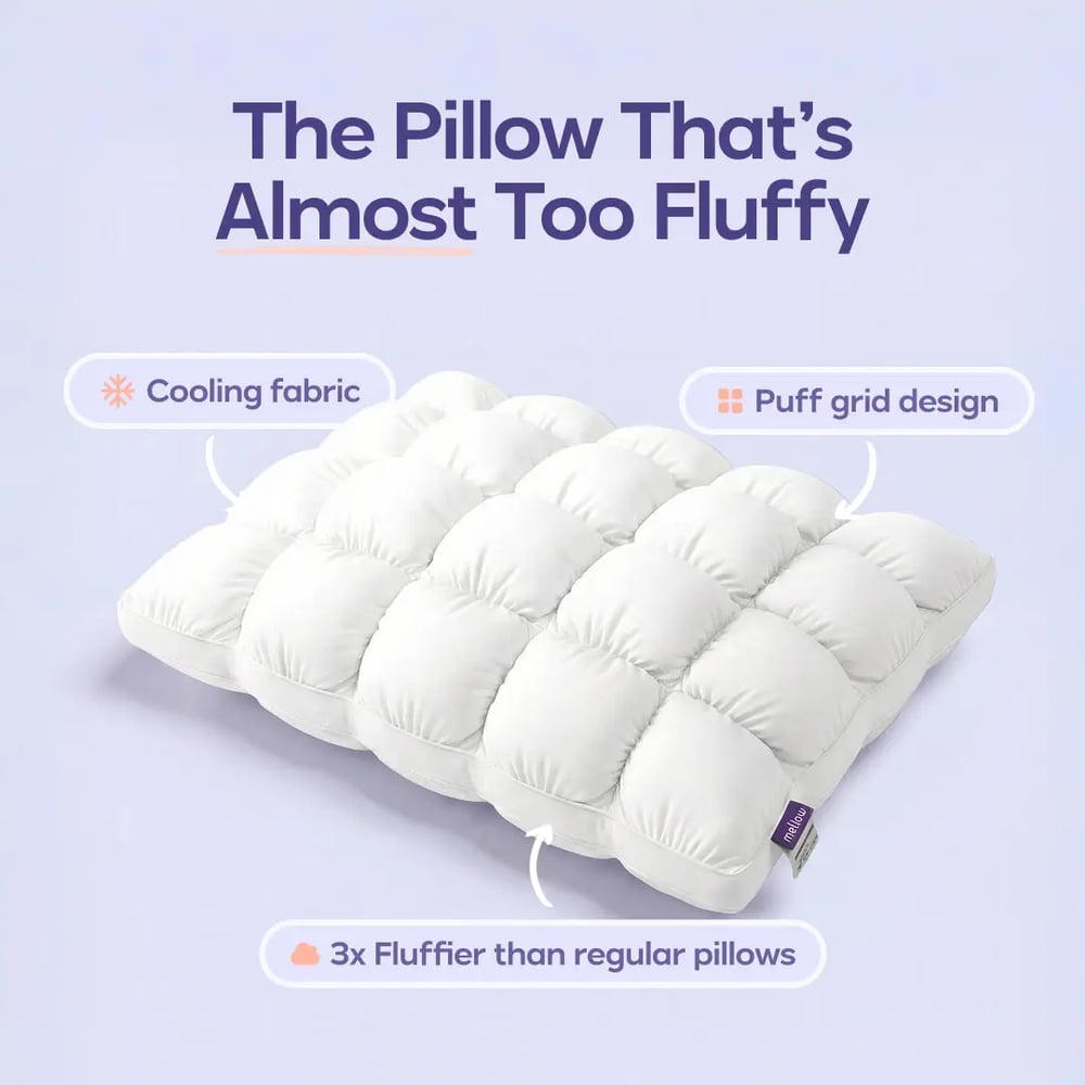 Mellow Puff Pillow ☁️ | Quilted Cloud-Loft Design for Side, Back & Stomach Sleepers 🌙✨