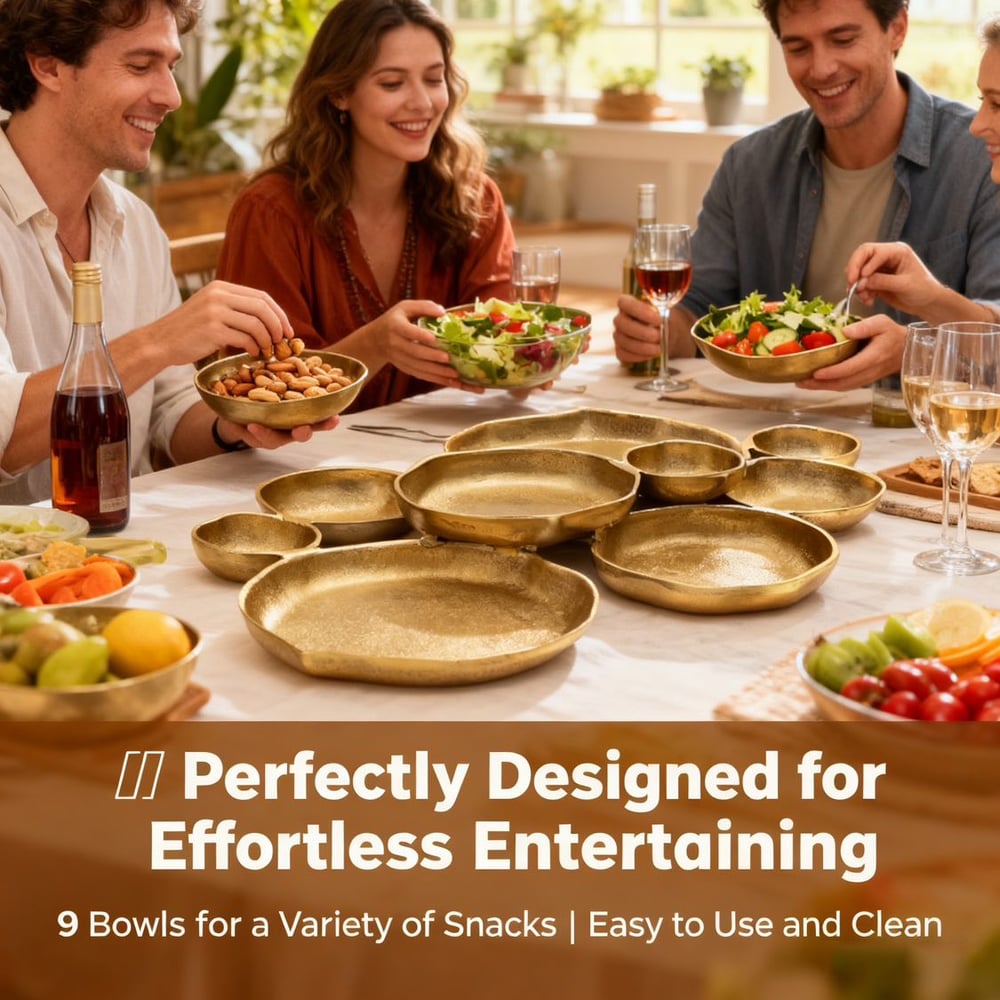 🍽️ Cluster Accent Bowls – Shiny Gold Brass Snack & Appetizer Serving Dish