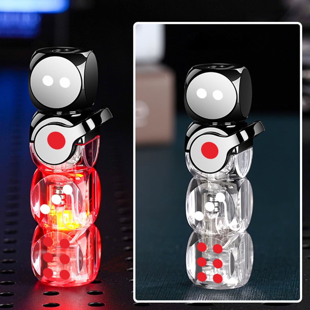 🎲 360° Spinning Dice Lighter 🔥 Windproof Jet Blue Flame, LED, Refillable EDC Gadget