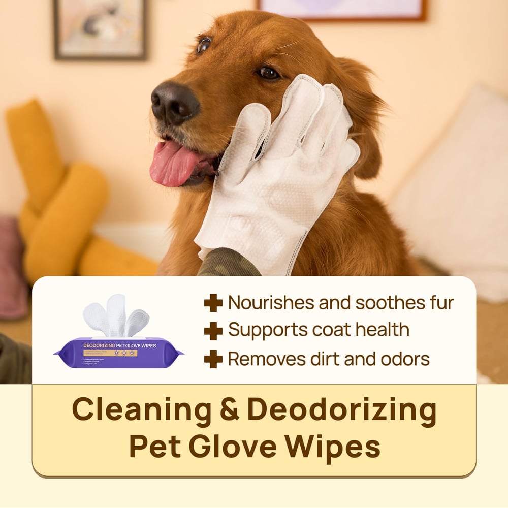 20pcs Deodorizing Pet Grooming Glove Wipes