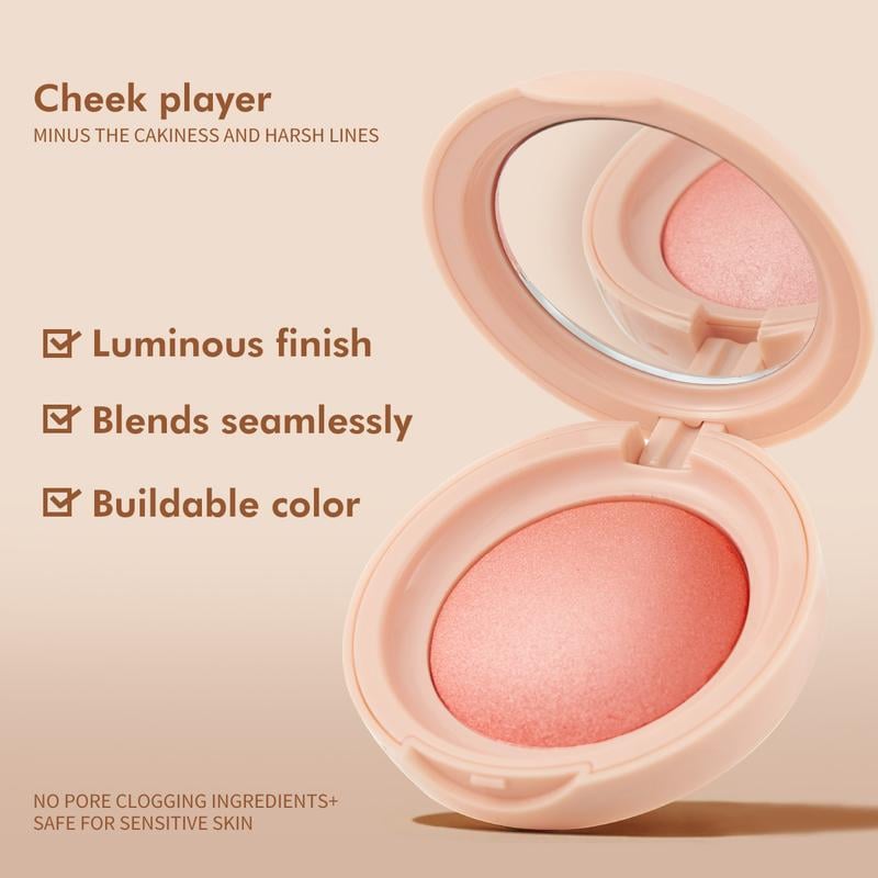 Soft Peach Glow Shimmer Blush Powder