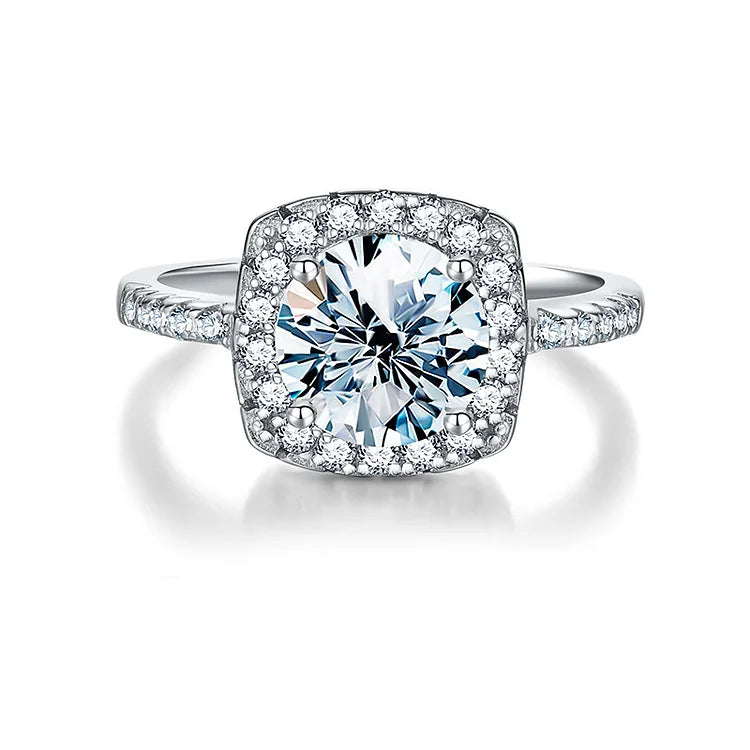 Square Halo Moissanite Engagement Ring