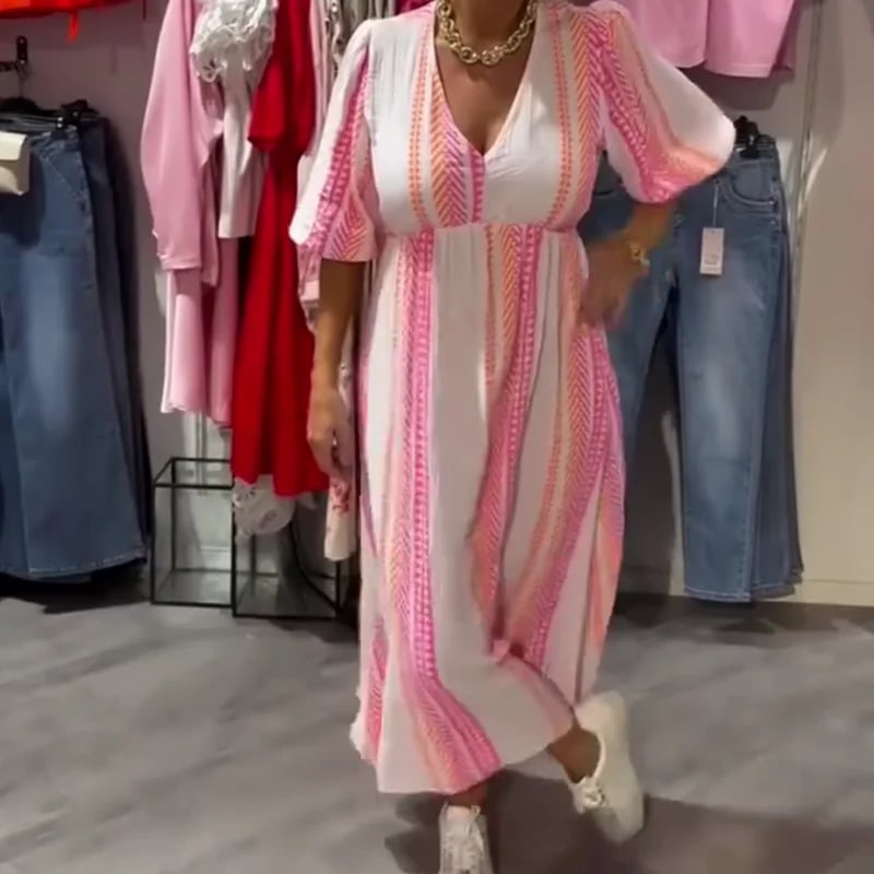 Women's V-Neck Printed Dress