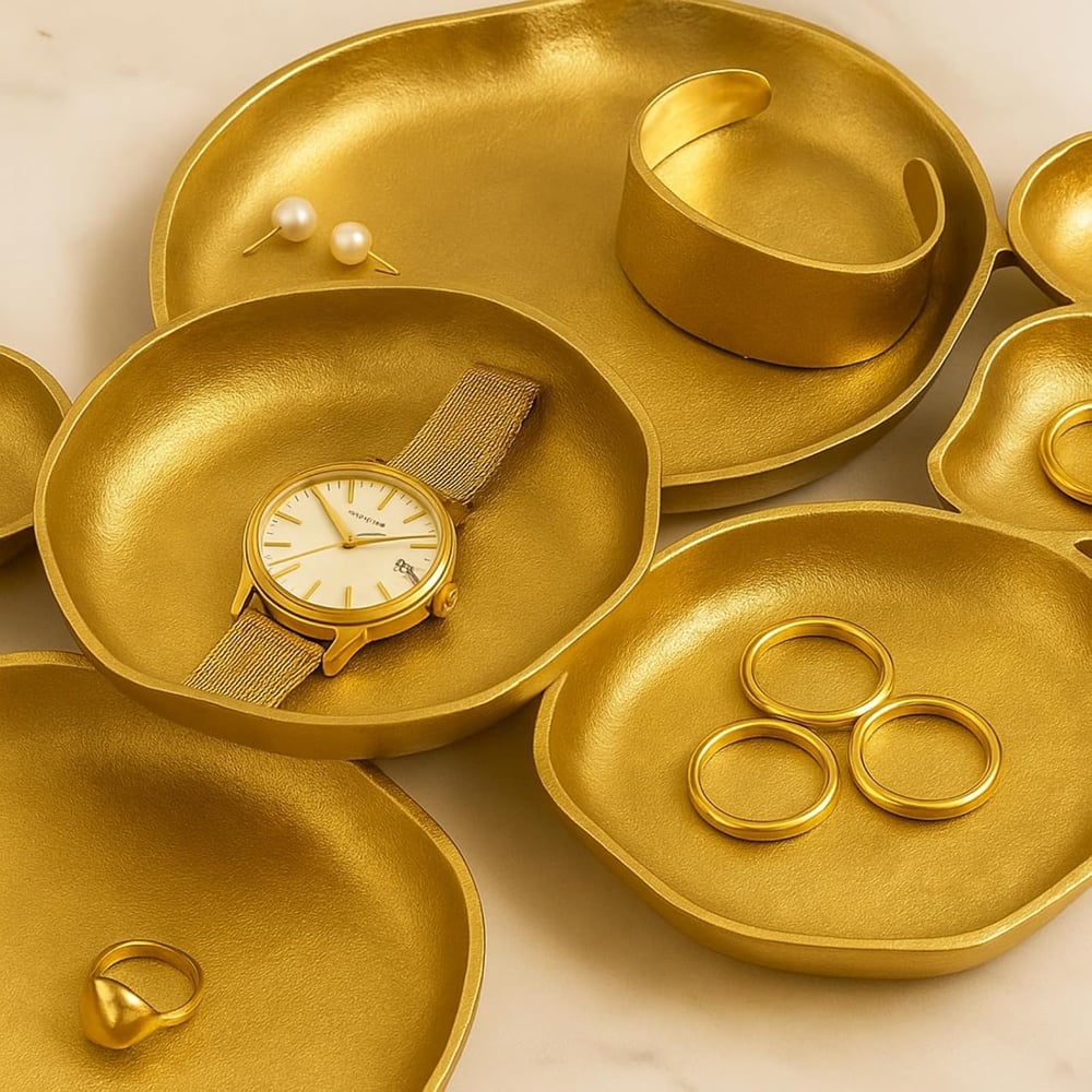 🍽️ Cluster Accent Bowls – Shiny Gold Brass Snack & Appetizer Serving Dish