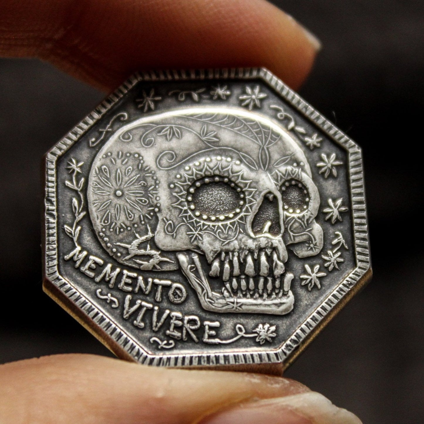 Memento Mori Fine Silver Coin - Memento Vivere Reminder Token Solid Silver Coin