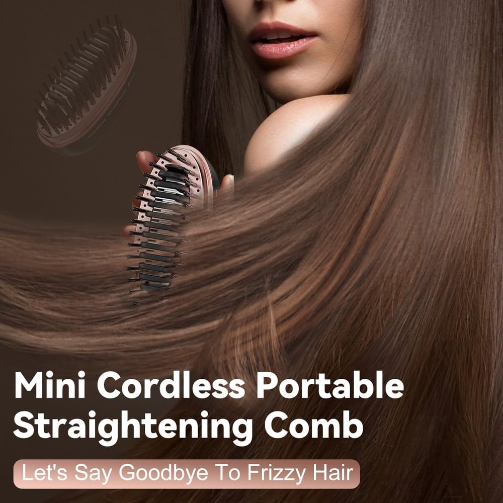 ✨ Mini Cordless Hair Straightener Comb for Bangs – Perfect for Travel & On-the-Go Styling!