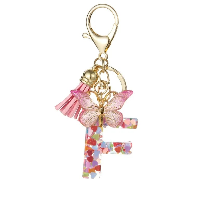 Butterfly Letter Keychain Tassel Design Vibrant Durable Lightweight Gift