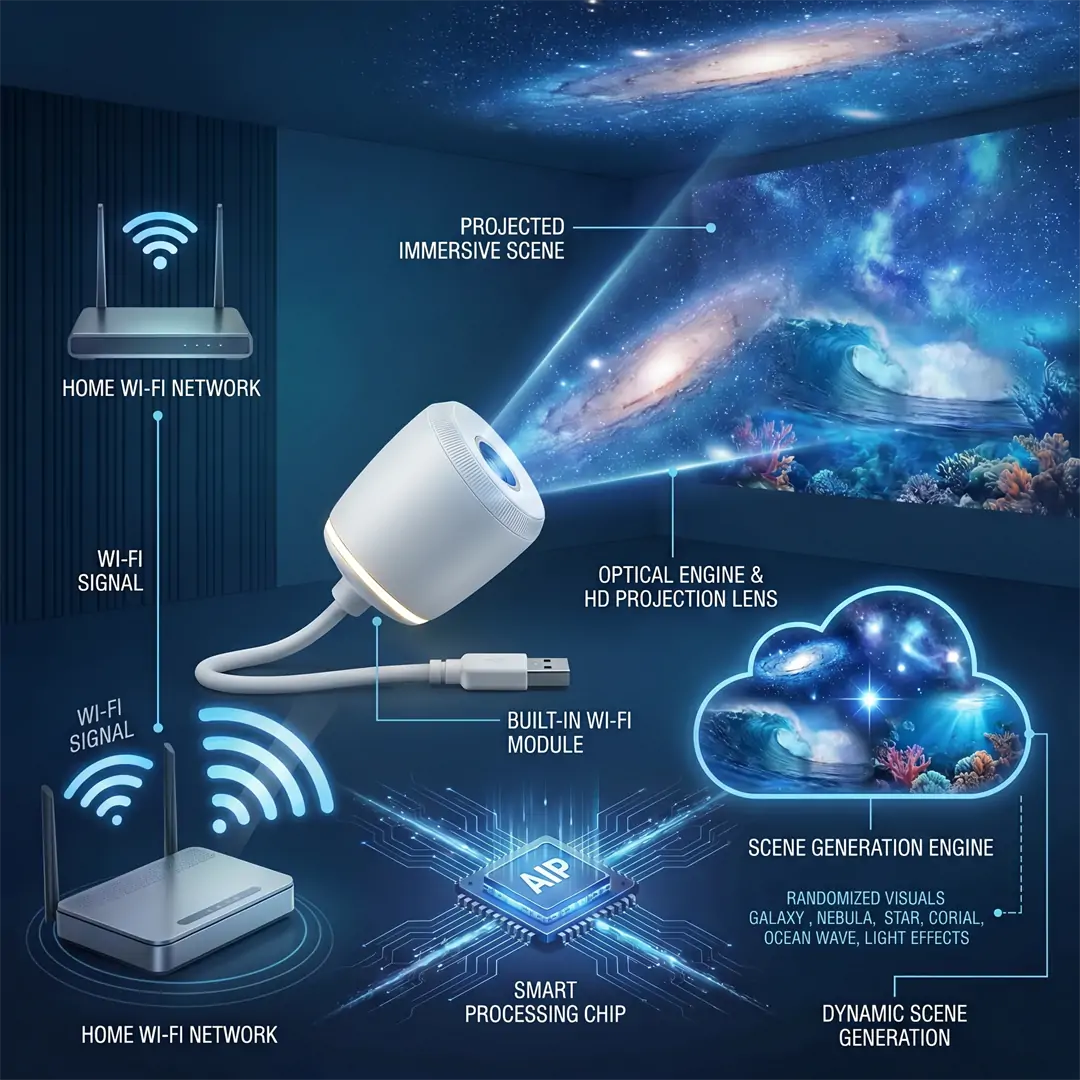 NEXT-GEN SMART PROJECTION HD Smart Dynamic 5D Holographic Night Light Projector