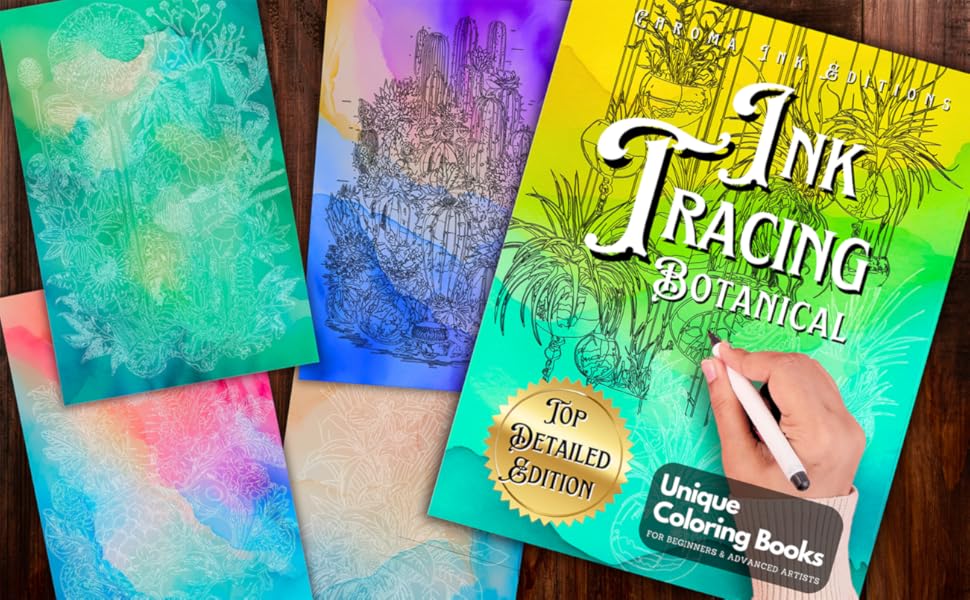 Ink Tracing Coloring Book - For Beginners & Stress Relief(📚Hardcover - No Bleed Pages)