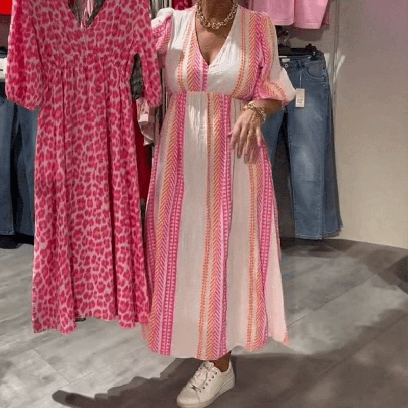 Women's V-Neck Printed Dress