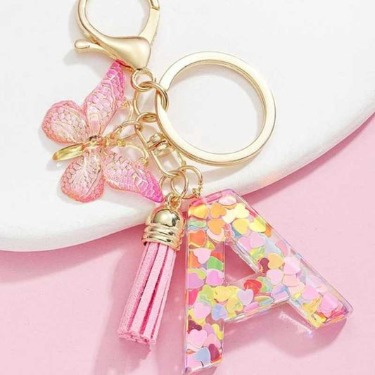 Butterfly Letter Keychain Tassel Design Vibrant Durable Lightweight Gift