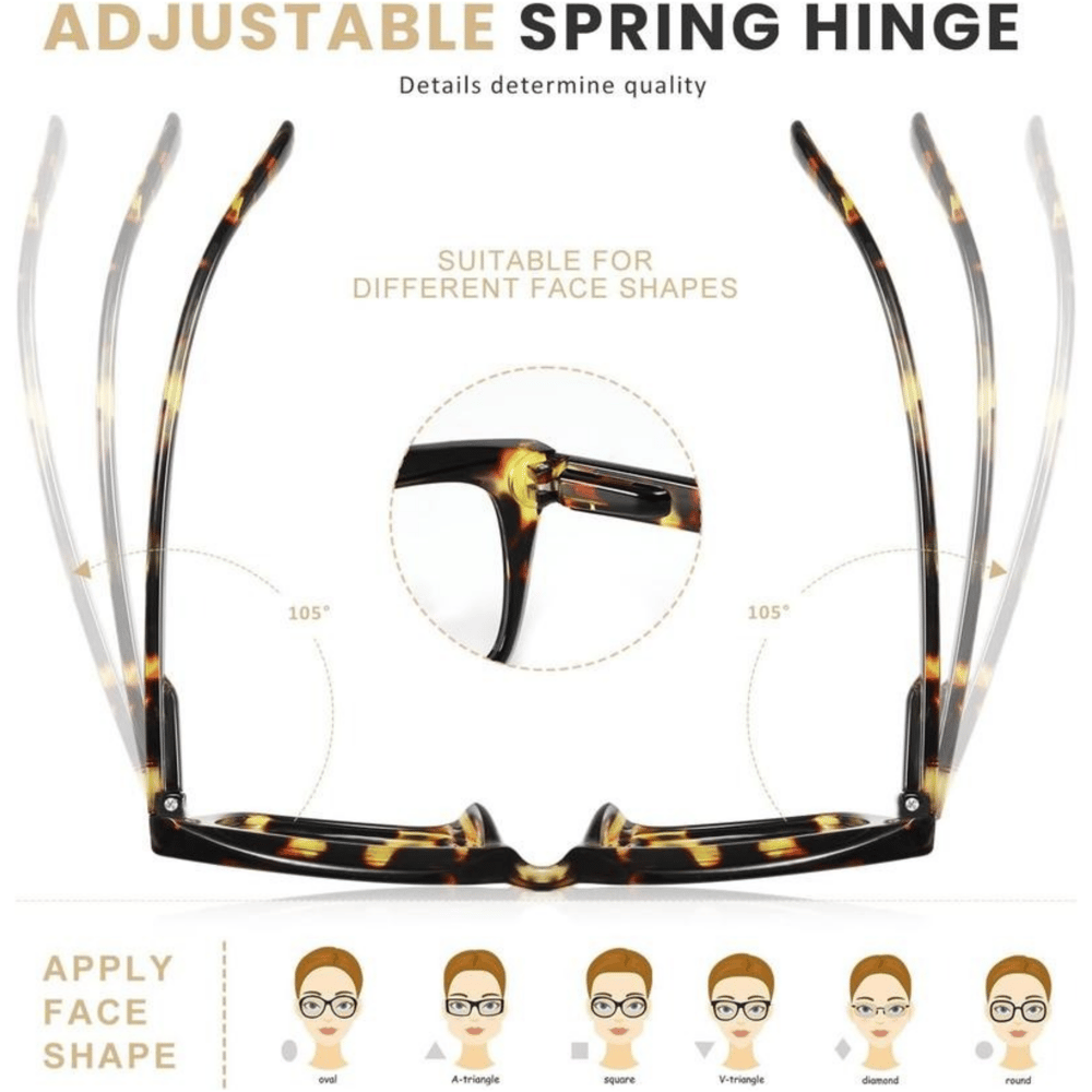 3 Pack Tortoiseshell Reading Glasses – Blue Light Blocking Oversized Square Readers