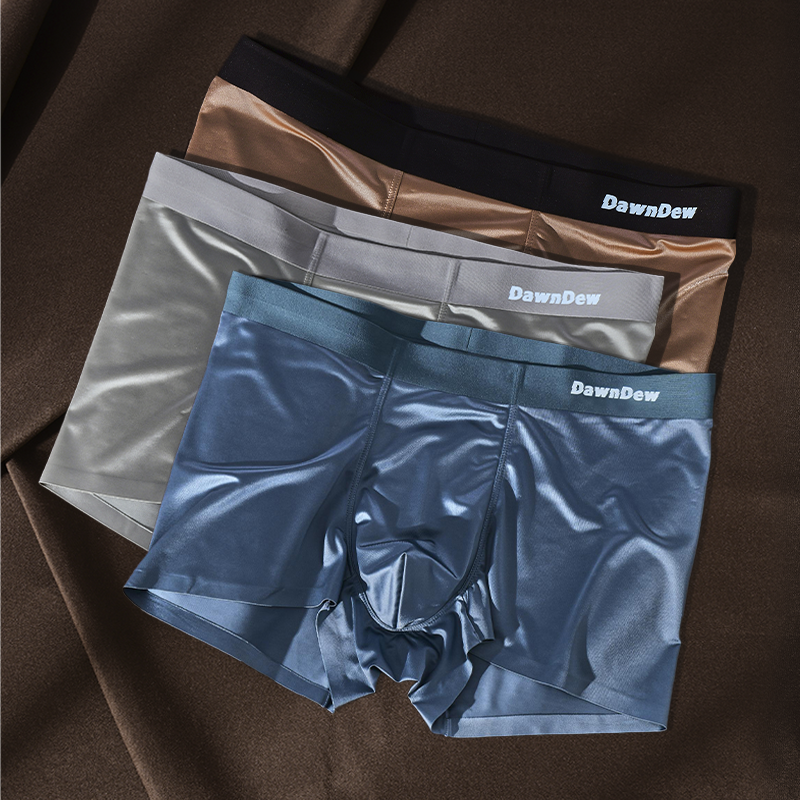 Elegant Silk Men's Ice Silk Underwear Mulberry Silk Antimicrobial Men's Boxer Briefs