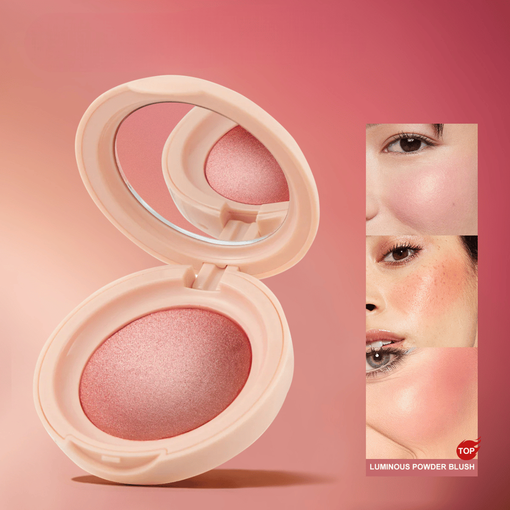 Soft Peach Glow Shimmer Blush Powder