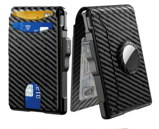 Men's Simple Bifold Wallet- with Pop Up Aluminum Case Money Clip Slim Leather Slots Credit Card Holder RFID Blocking Bifold Minimalist Wallet(🎁Perfect Gift)