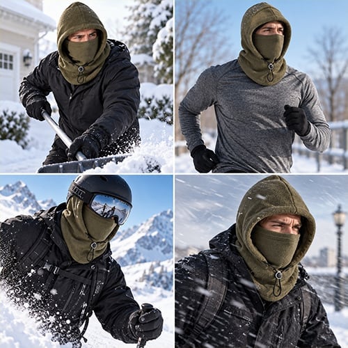 Fleece Double Layer Integrated Mask Hat