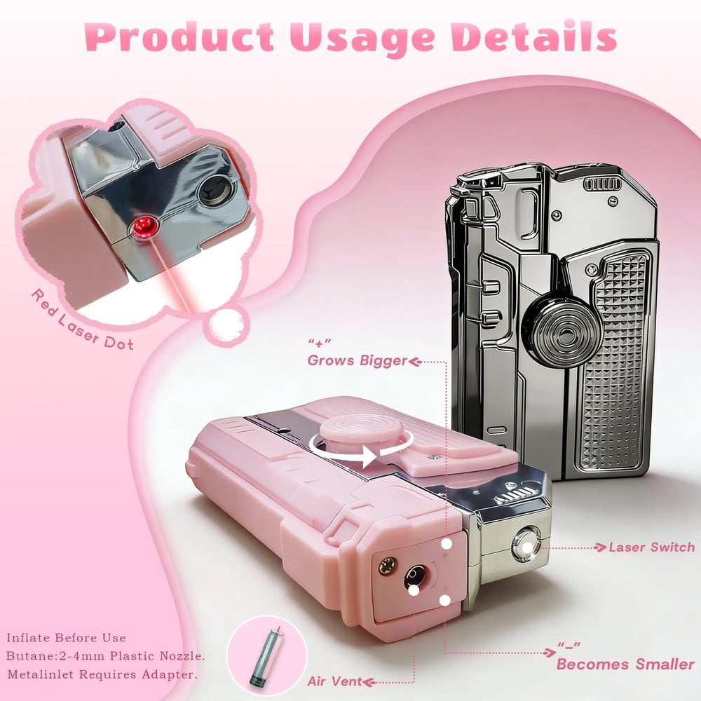 3-in-1 Elegant Pink Flame Windproof Lighter