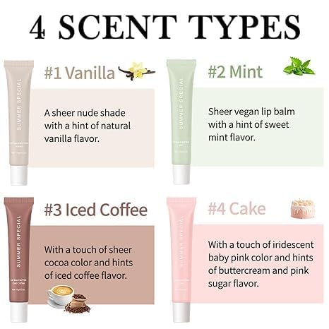 4 PCS Summer Lip Butter Balm Glossy Butter Balm Set
