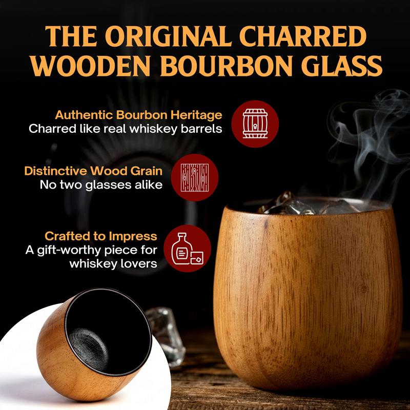 Handmade and Charred Drinking Vessel -Original Wooden Bourbon Drinking Glass
