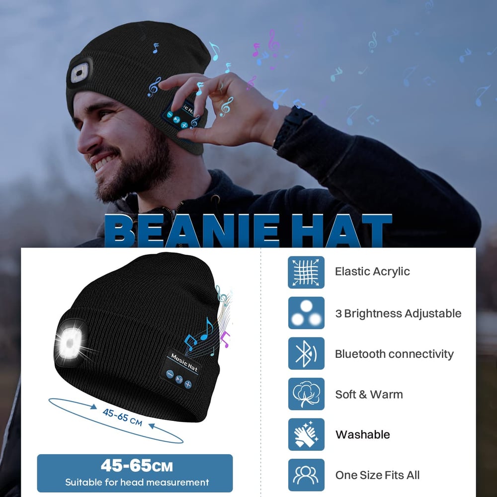 Bluetooth Beanie Hat with Light