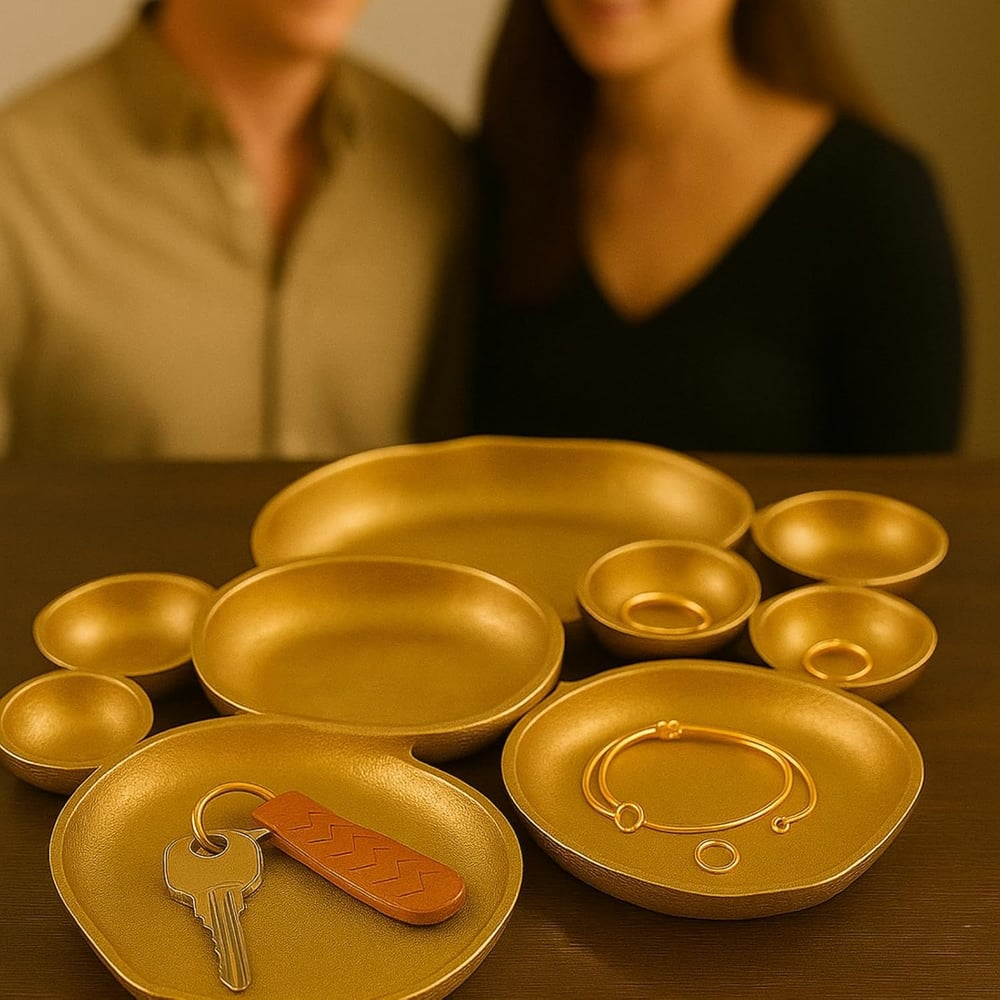 🍽️ Cluster Accent Bowls – Shiny Gold Brass Snack & Appetizer Serving Dish