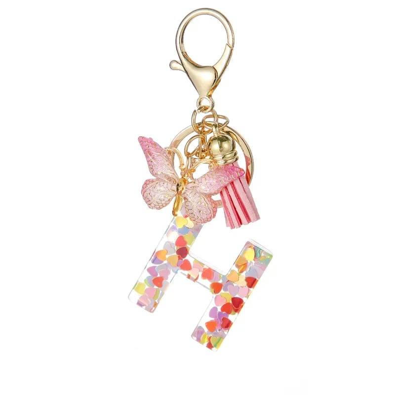 Butterfly Letter Keychain Tassel Design Vibrant Durable Lightweight Gift