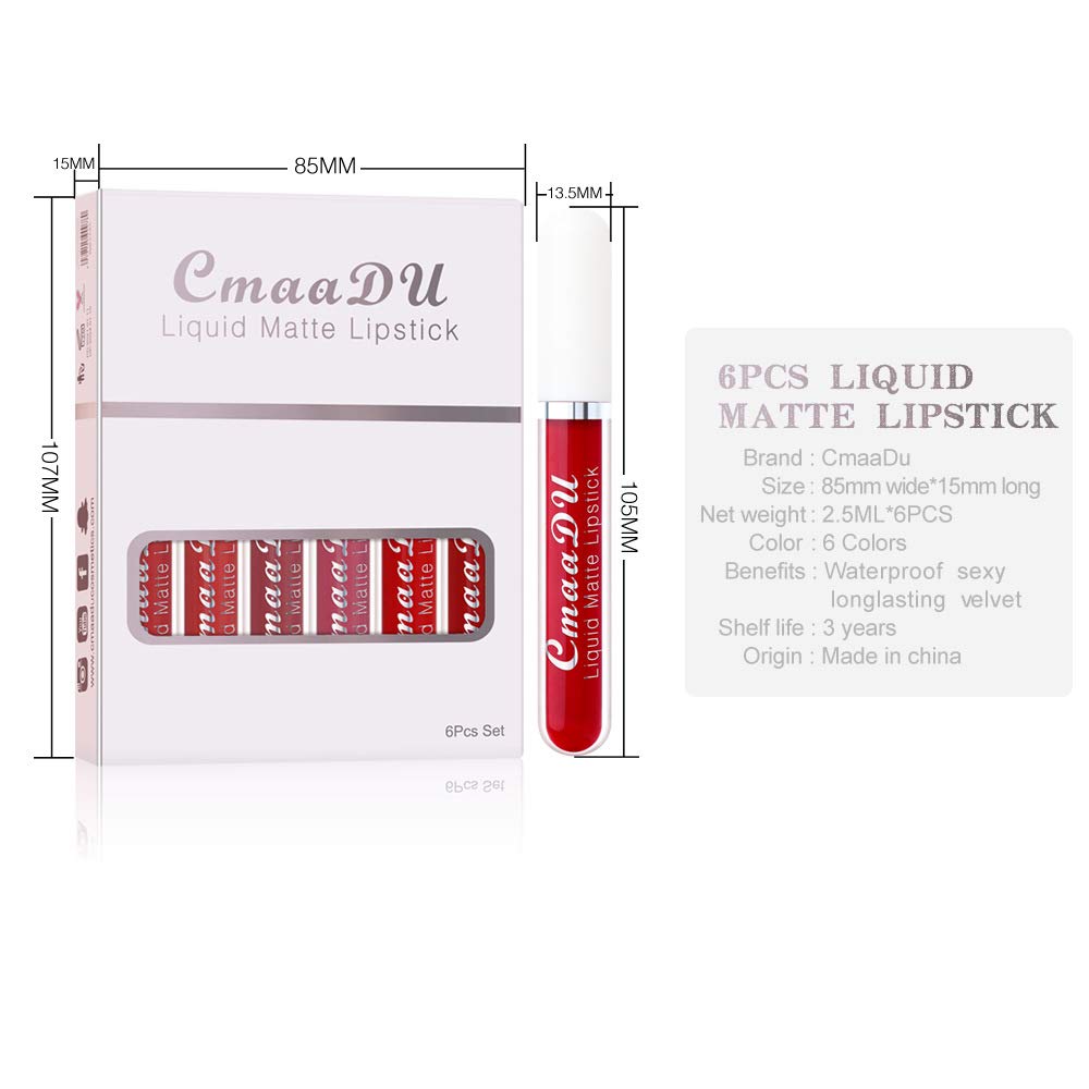 6-Pcs Matte Liquid Lipstick Set – Long-Lasting 24H