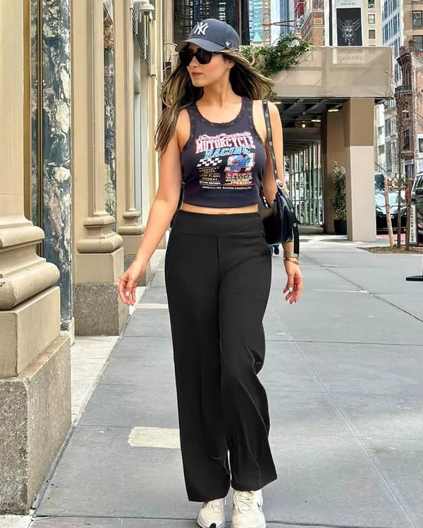 Women's High Waist Stretch Casual Yoga Wide Leg Pants