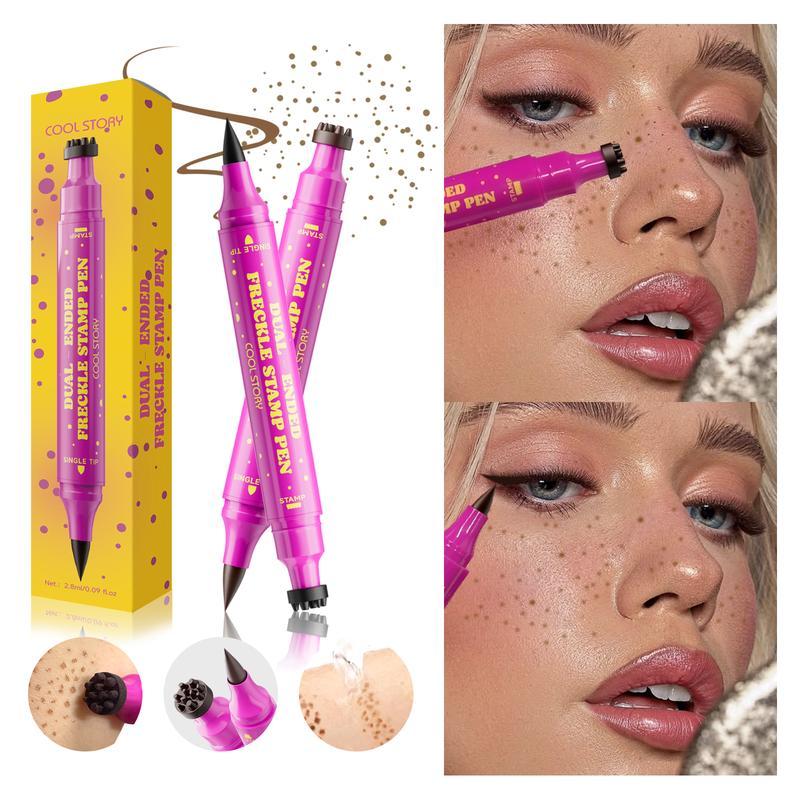 Waterproof Freckles Pen: Faux Freckle Stamp and Fine Tip Eyeliner for Realistic