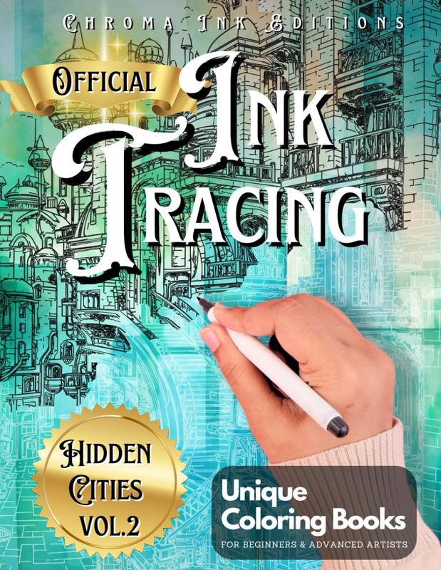 Ink Tracing Coloring Book - For Beginners & Stress Relief(📚Hardcover - No Bleed Pages)
