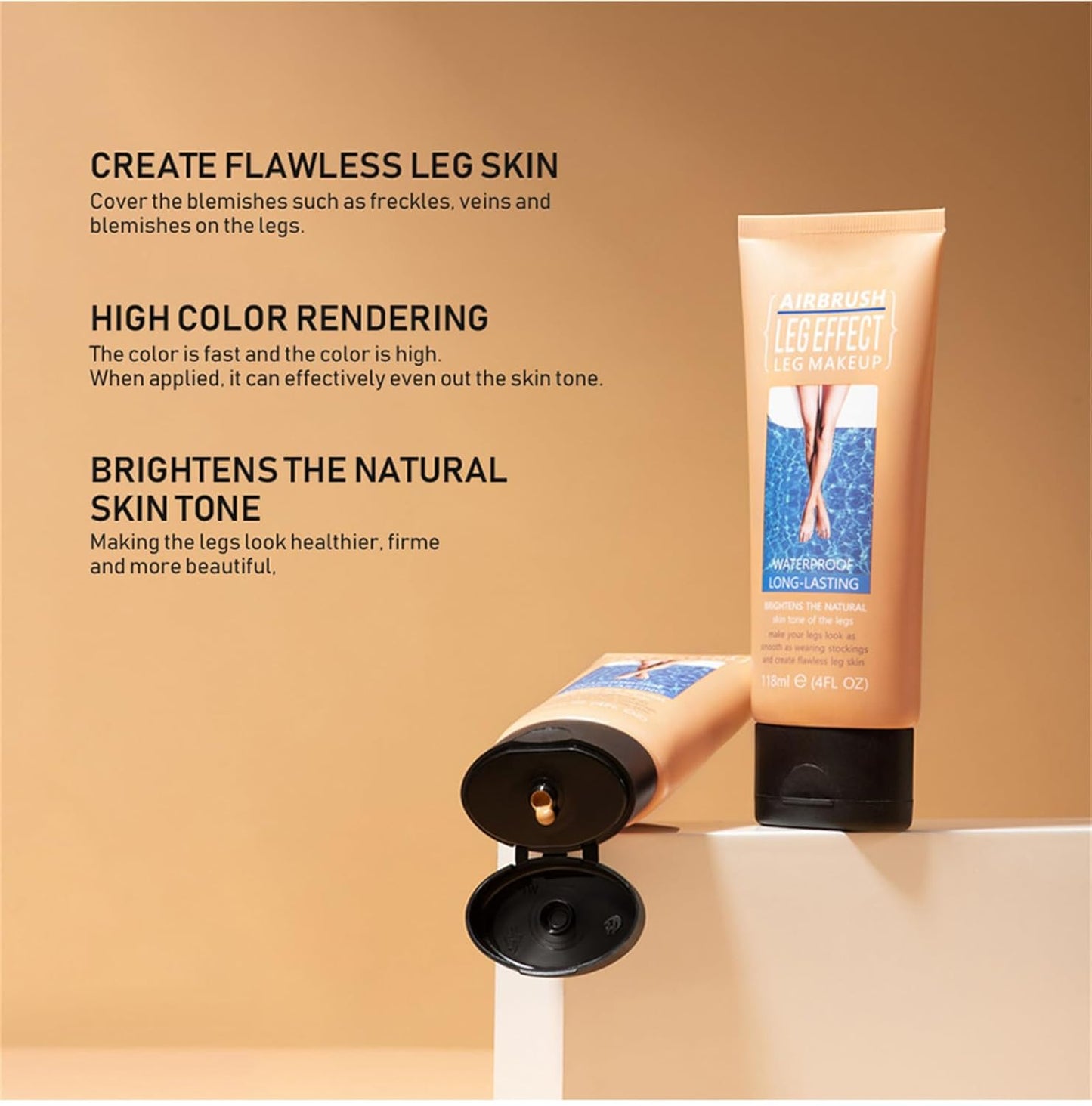 Leg Makeup Waterproof, No Transfer Body Concealer, Coverage for Vein, Scar, Tattoo
