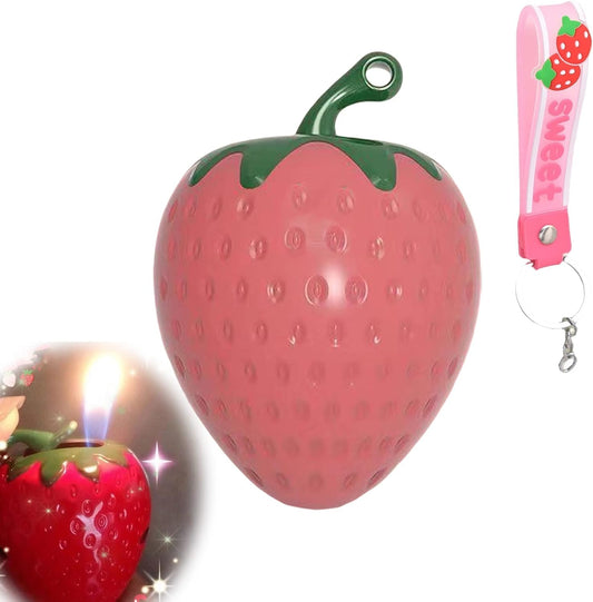 Strawberry lighter, pretty lighters with chains, novel strawberry lighter for women
