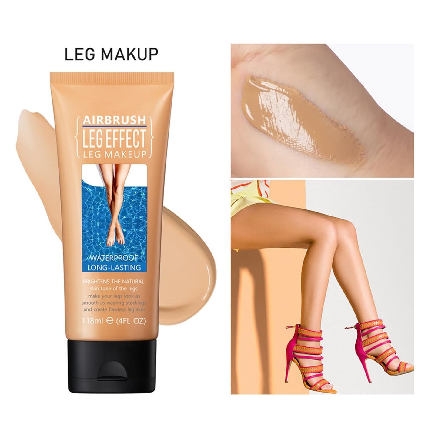 Leg Makeup Waterproof, No Transfer Body Concealer, Coverage for Vein, Scar, Tattoo