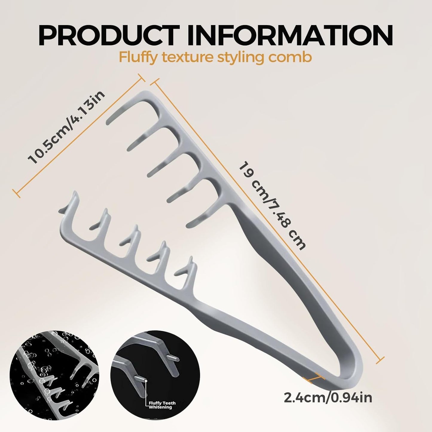 Texture Comb, 2025 Upgrade Voluminous Wide-Toothed Hair Combs for Men, Maximum Root Lift Tool, Non-Slip Grip (ABS Plastic)