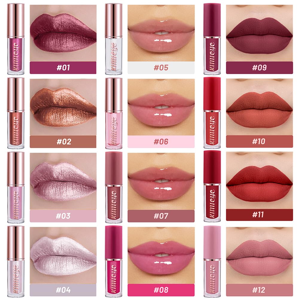12-Color Matte Liquid Lipstick Kit – Long-Lasting 24H