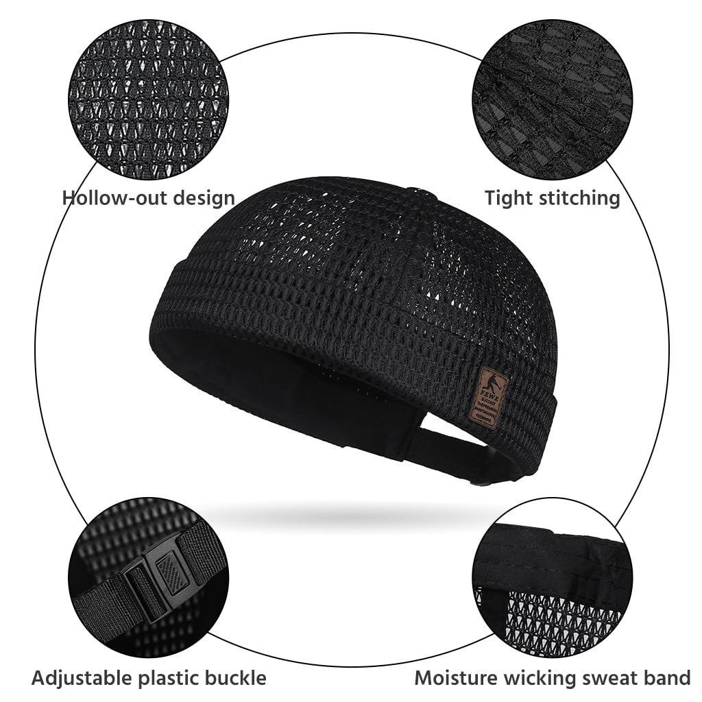 Men’s Breathable Brimless Docker Hat – Lightweight Mesh Skull Cap for Summer Outdoor Wear