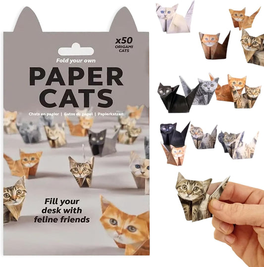 Treayes 3D Origami Paper Cats, 50 Sheets DIY Origami Paper for Kids & Adults