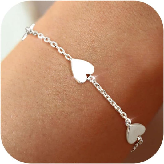 Women's Gold Silver Bracelet Set 14K Gold Heart Adjustable Friendship Bracelets