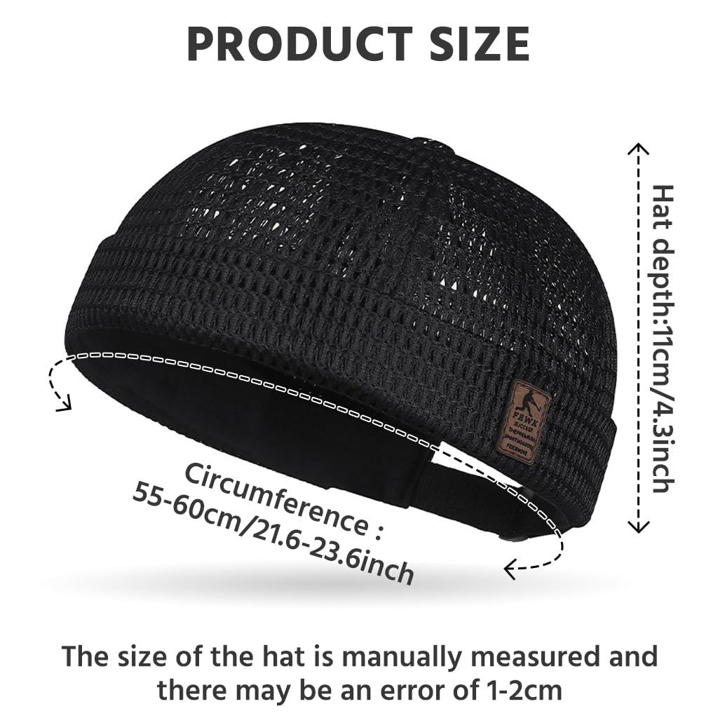 Men’s Breathable Brimless Docker Hat – Lightweight Mesh Skull Cap for Summer Outdoor Wear
