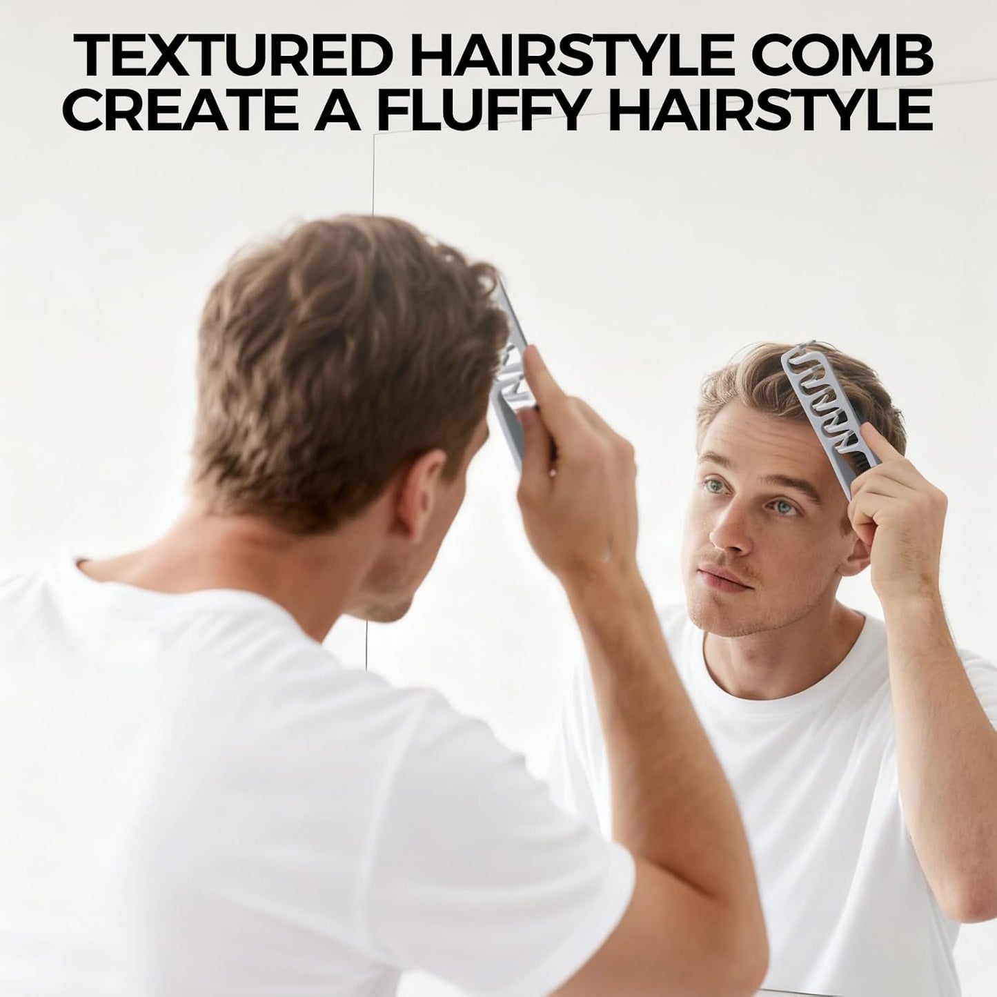 Texture Comb, 2025 Upgrade Voluminous Wide-Toothed Hair Combs for Men, Maximum Root Lift Tool, Non-Slip Grip (ABS Plastic)